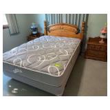 Full size headboard w pair of matching nightstands, Lebeda mattress and box spring