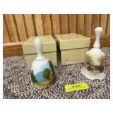 Two Fenton hand painted bells