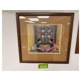 S/N P Buckley Moss “Cat Lovers Quilt” 217/1000 Framed 19x18