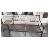 68” long expanded metal bench and two side tables