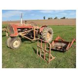 Allis Chalmers D14 tractor narrow front end loader bumper Not running we drug it out of the shed, right rear wheel locked up