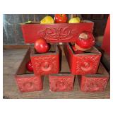 Six sewing drawers and fruit to go along