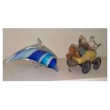 WilliRae figurine and glass dolphin