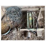 John Deere wagon hoist, tractor chains and copper grounding rod from lightning rods