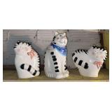 Cat cookie jar and figurines