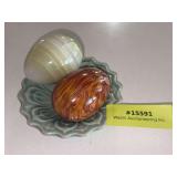 Two alabaster eggs