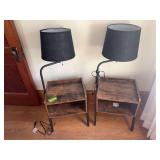 Two matching modern lighted nightstands