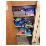 Center cupboard includes S&P shakers, crinkle cut knives, Temptations pottery, etc