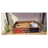 Pepsi Cola wooden box and old bottles