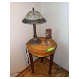 Side table 16x25 w lamp and decor