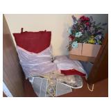 Cemetery flowers, blankets, quilted comforter, etc
