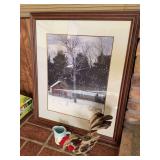 Barn print and chicken decor