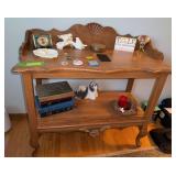 Small sofa table and decor, bibles 17D x 36L x 32H