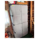 Rubber made garage storage closet with contents