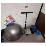 Exercise equipment includes ball, board, Pilates kit, Leg Master, etc