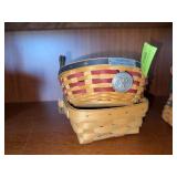 Two Longaberger baskets, one w liner and protector