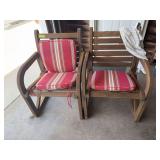 2 wood patio chairs
