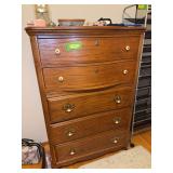 Five drawer chest of drawers 21D x 38L x 55H and matching two drawer nightstand