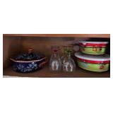 Temptations stoneware and colored stemware