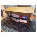 22x56x36H wooden work bench and any contents you want on it and paint in other room