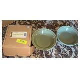 Longaberger Lucky Twist dish 31550 and two small basket weave pattern bowls