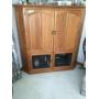 Mapleton brand oak veneer corner entertainment center. Contents on and in are excluded. Measures approximately 5â€™ x 5â€™.