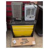 Mis lot toolbox two heaters , mulching kit
