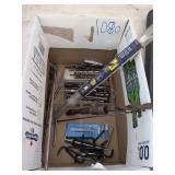 Miscellaneous drill bits paddle bits Allen keys. Long wood drill bit