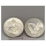 2 Uncirculated Engelhard .999 Silver Prospectors Rounds Hard To Find