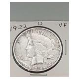 1922d Morgan Silver Dollar VF 90% Silver