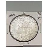 1881o Morgan Silver Dollar BU MS 90% Silver