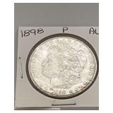 1898p Morgan Silver Dollar AU 90% Silver