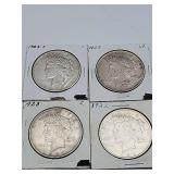 4 Peace Dollars Mixed Dates 90 % Silver