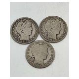 3 Barber Half Dollars Mixed Dates