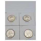 4 !964 Uncirculated Washington Quarters 90% Silver