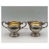 1 Quart Cream & Sugar Bowls 208 Grams Of Silver