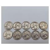 10 Washington Quarters Mixed Dates 90% Silvrr