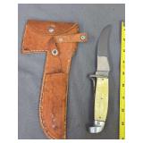 Vintage Western Cutlery Combo Knife W/ Leather Sheath
