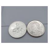 1 Troy Oz .999 Bufallo & 1 Engelhard Prospector 1984 .999 Fine Silver