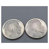 2 Silver Buffalo 1 Troy Oz .999 Fine Silver Coins
