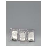 3 Scottsdale Silver .999 Fine Silver Bars