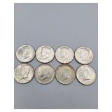 8 1964 Kennedy Halfs All BU 90 % Silver