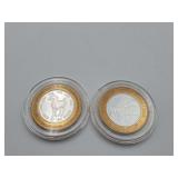 2 Casino Coins .999 Silver & Brass 1 Gold Coast & Sam Boyd