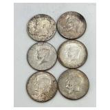 6 Mixed date Kennedys 40% Silver