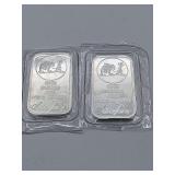 2 Silver Town 1Oz .999 Fine Silver Bars