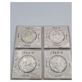 4 Franklins 1962D,1952D,1953D.1953D 90 % Silver