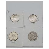 4 Washington Quarters Mixed Dates 90 % Silver