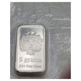 5 Scottsdale 5 Gram Silver Bars .999