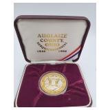 1848-1998 Auglaize County Ohio Sesquicentennial Medallion 24 K Gold Proof1 Troy Oz Silver