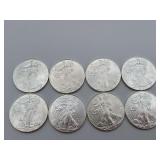 8 Silver Liberty .999 Fine Silver All BU